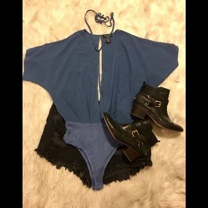 ✨ SOLID BLUE Bodysuit by Timing